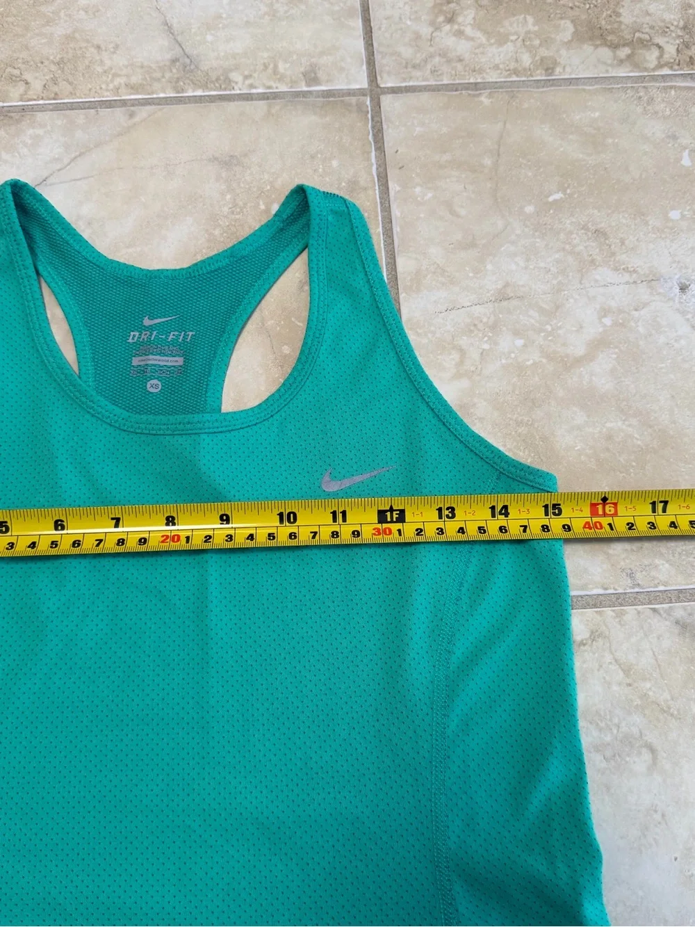 Nike Women’s Dri-FIT Racerback Tank Top XS Teal Green Mesh Running Athletic